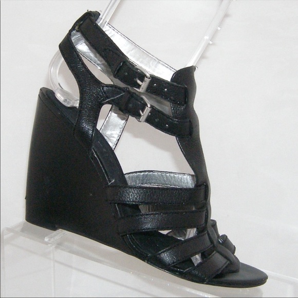 Nine West Shoes - Nine West Black Leather t-strap  Wedges 6.5M